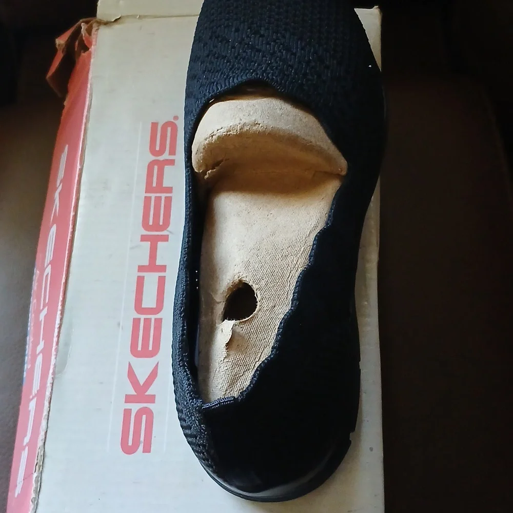 Skechers Black Flats with Breathable Knit Upper - Picture 4 of 5